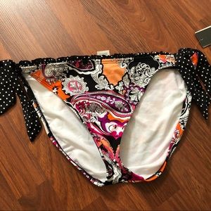 Kenneth Cole Reaction Paisley Tie Sides Bikini Swim Swimsuit Bottom Size XL New